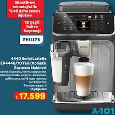 PHİLİPS 4400 SERİSİ LATTEGO EP4446/70 TAM OTOMATİK ESPRESSO KAHVE MAKİNESİ fiyat ve kampanya bilgisi